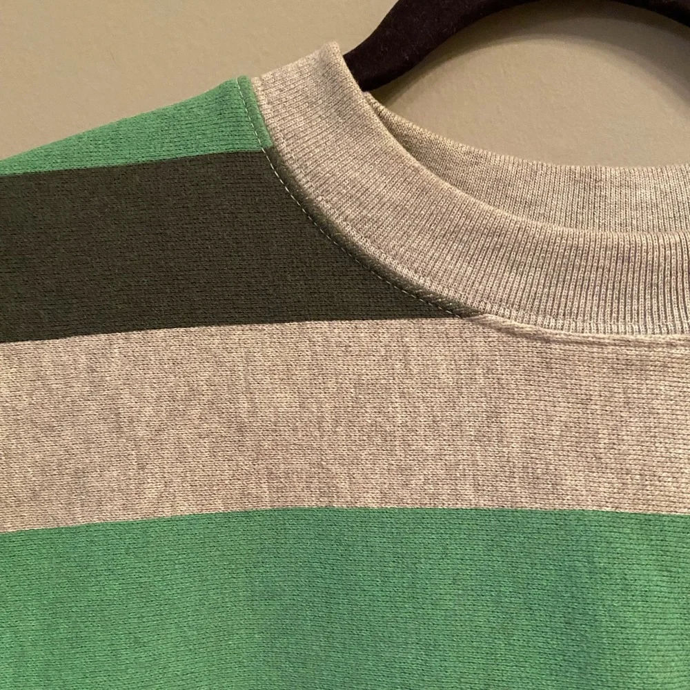 Champion Reverse Weave Gray and Green Striped Sweatshirt, Size Small - Picture 9 of 12
